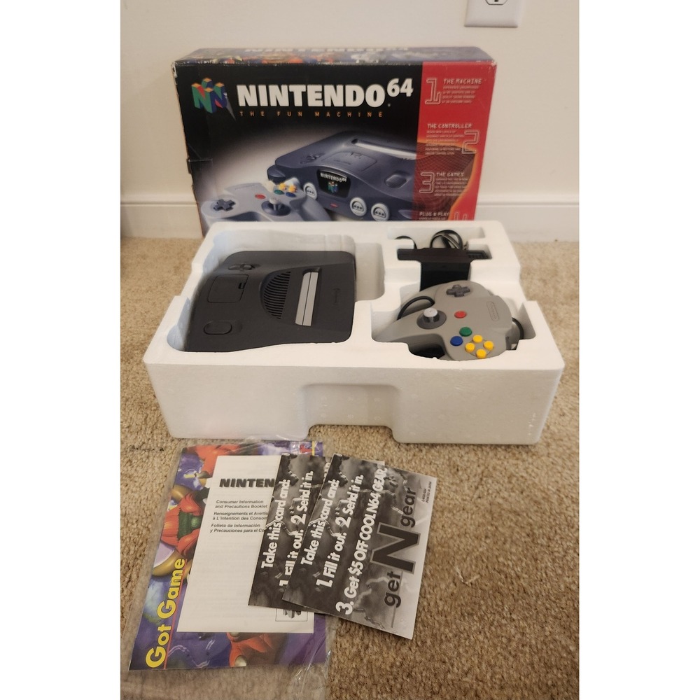 Nintendo 64 N64 Console System Charcoal Grey Boxed with Controller and Cables